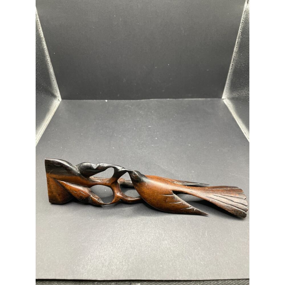 Hand Carved Balinese Vintage Ironwood Bird Figurine Boho Eastern Oriental Decor
